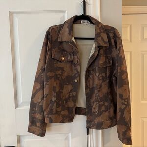 Mauby Tan and Brown Camouflage Suede Jacket